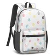 thumbnail image 2 of Dog Paw Print White Pattern 17" Waterproof Oxford School Backpacks for Teens, S-Shape Padded Straps, for School, Travel, Hiking, Camping, 2 of 5