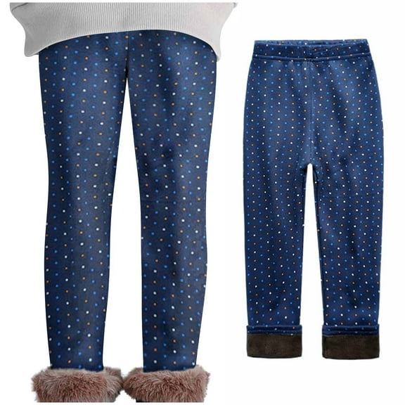 Fall Winter Girls Elastic Pants Fashion Printed Brushed Warm Casual Plush Leggings Crossover Leggings For Girl Athletic Leggings 7/8 Girls Capri Pants