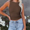 thumbnail image 3 of Camiseta sin mangas para mujer, cuello redondo, tejido, espalda abierta, chaleco sin espalda para uso de verano, 3 of 6