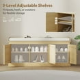 thumbnail image 2 of Demi Bonn 41" Shoe Storage Bench with Rattan Design , Adjustable Shelves & Cushion Comfort, Entryway Organizer for Home Decorators, Oak, 2 of 7