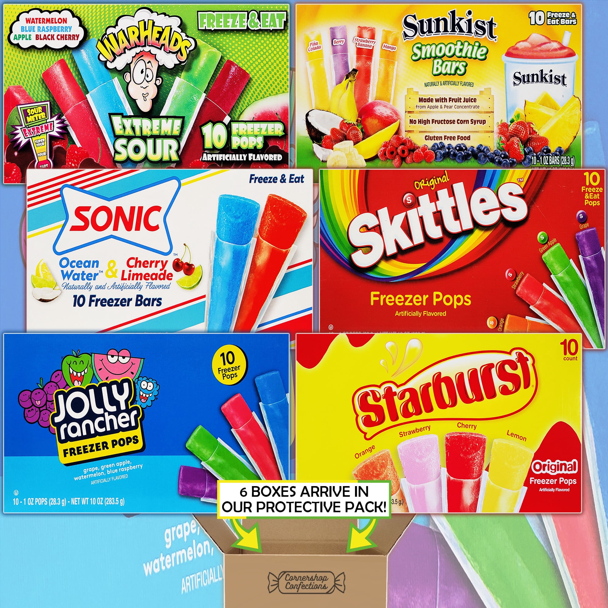 Cornershop Confections Freezer Pops Variety Pack, 60 Count