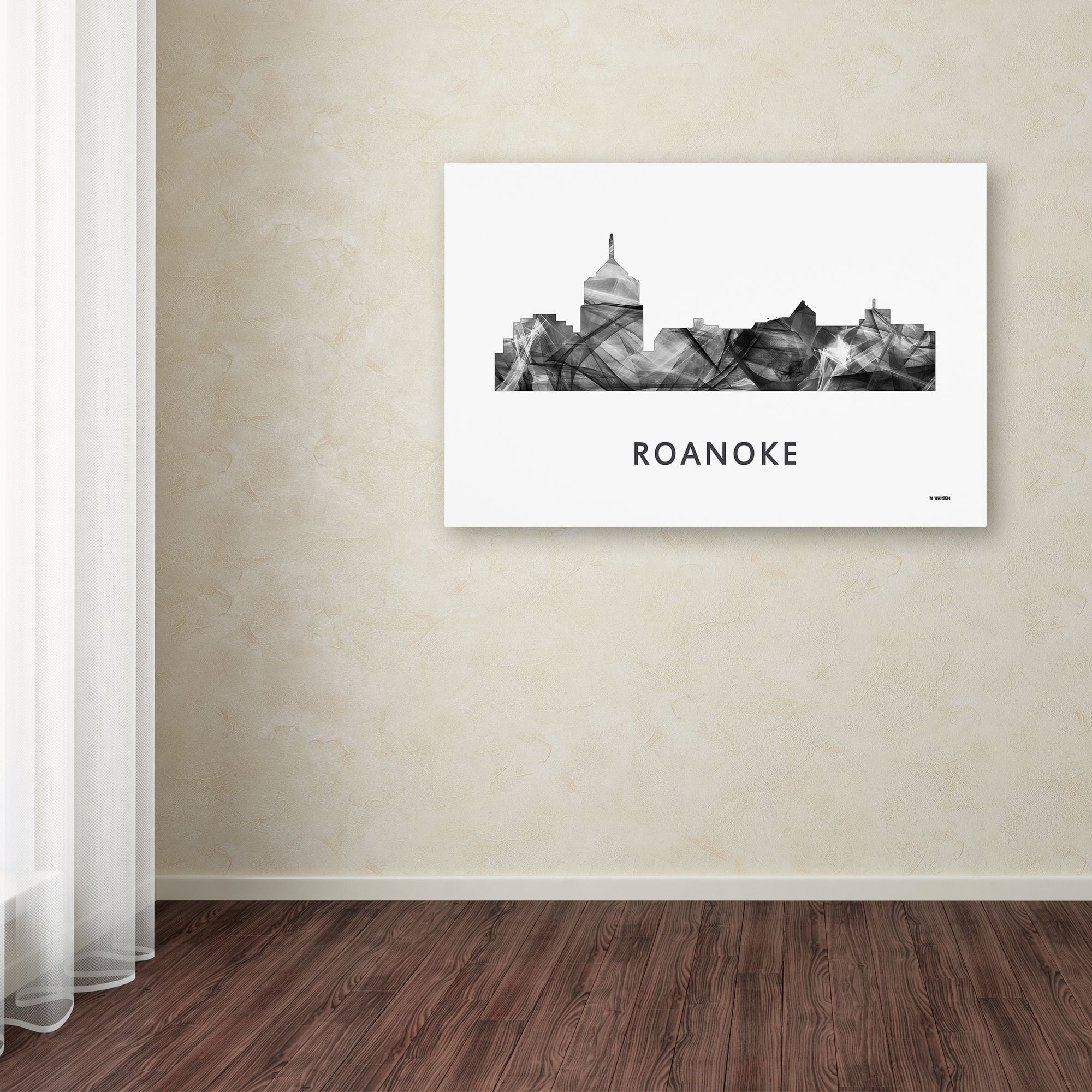 Trademark Fine Art 'Roanoke Virginia Skyline WB-BW' Canvas Art by Marlene Watson