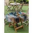thumbnail image 3 of Outdoor Tablecloth with Umbrella Hole and Zipper, Turquoise Ombre Round Table Cloth 54 Inch Waterproof Tablecloth, Brown Abstract Modern Gradient Retro Art Picnic Table Cover for Patio Camping, 3 of 7
