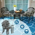 thumbnail image 3 of MEETWARM 3 Piece Patio Bistro Set, Outdoor All-Weather Cast Aluminum Dining Furniture Set Includes 2 Chairs and a 31 Round Table with Umbrella Hole for Garden Deck, 3 of 7