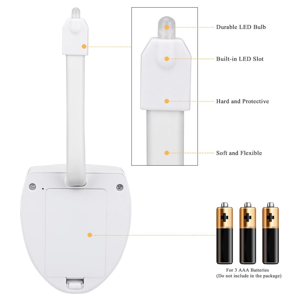 WJSXC Body Sensing Automatic LED Motion Sensor Night Lamp Toilet Bowl Bathroom Light White