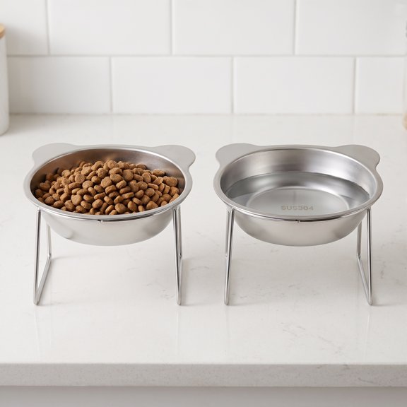 ETEREAUTY Home Use Raised Dog Bowl with Stainless Steel Construction and Stable Stand