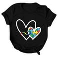 thumbnail image 4 of Sakmal Autism Awareness Women's T Shirts Heart Asd Short Sleeve Crew Neck Casual Relaxed Fit Black Summer Tops Trendy, 4 of 5