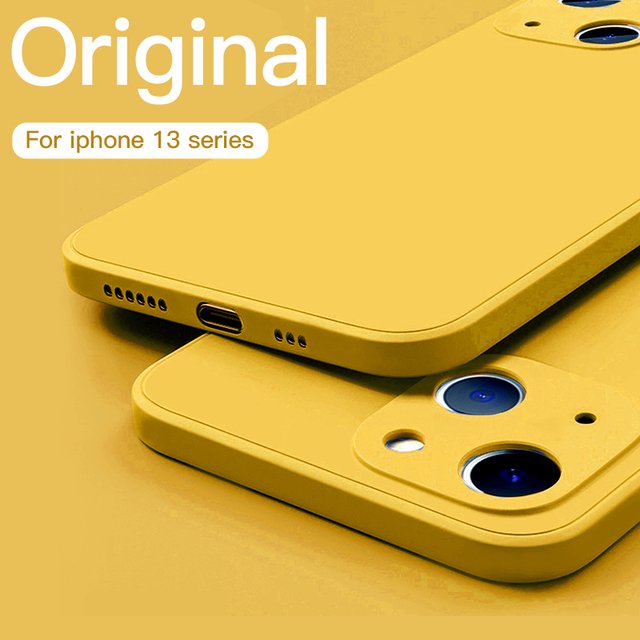 Soft Square Liquid Silicone Case For iPhone 15 14 11 13 12 Pro Max Mini Plus X XR XS Max 7 8 SE 2022 Protective Back Cover yellow For iPhone 7 8 plus