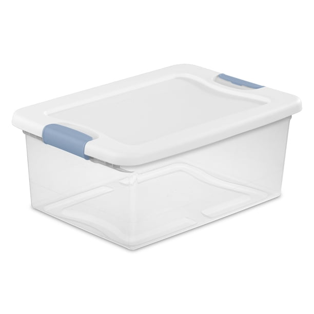 Caja organizadora de plástico transparente con cierre Sterilite de 15 cuartos