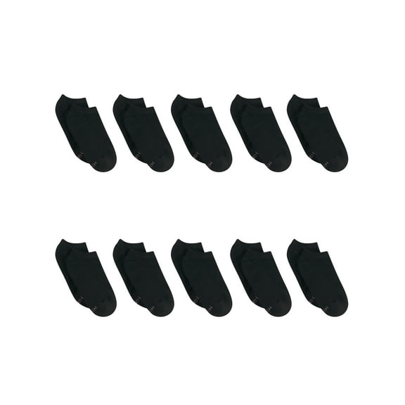 Hanes Women's Athletic No Show Socks, Full Sole Cushion, 10-Pairs Black 5-9