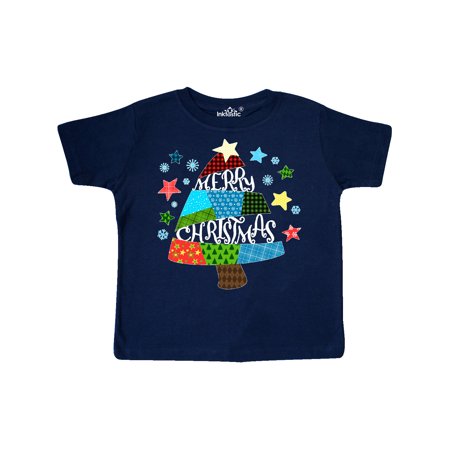 

Inktastic Merry Christmas Patchwork Quilting Tree Gift Toddler Boy or Toddler Girl T-Shirt