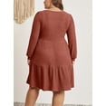 thumbnail image 3 of Cuteduck Women's Plus Size Fall Sweater Dress Long Sleeve Babydoll Dresses with Pocket, 1X-5X, 3 of 10