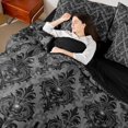 thumbnail image 4 of Homewish Vintage Damask 7-Piece King Bedding,Boho Sugar Skull King Bed in a Bag,Gray,Black Reversible, 4 of 8