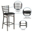 thumbnail image 2 of HERCULES Series Clear Coated Ladder Back Metal Restaurant Barstool - Black Vinyl Seat, 2 of 9