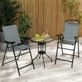 thumbnail image 2 of Costway 2 PCS Patio Bar Chair Folding Bar Height Metal Frame with Footrest Garden Blue, 2 of 8