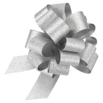 Uxcell 5pcs 5 Inch Large Pull Bow Glitter Gift Wrapping Big Pull Bows Ribbon Silver