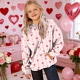 thumbnail image 4 of Girls Valentine Hoodie Hearts Print Soft Stretchy Lightweight Pullover for Kids to Big Kids 4-12 Years,Size 3 T, 4 of 9