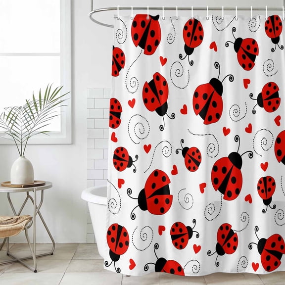 Cartoon Animals Waterproof Fabric Shower Curtain,Funny Modern Simple Red Love Stripes Waterproof Fabric Shower Curtain for Bathroom Curtains Bathtubs Shower Curtains with 12 Hooks Standard 72x72