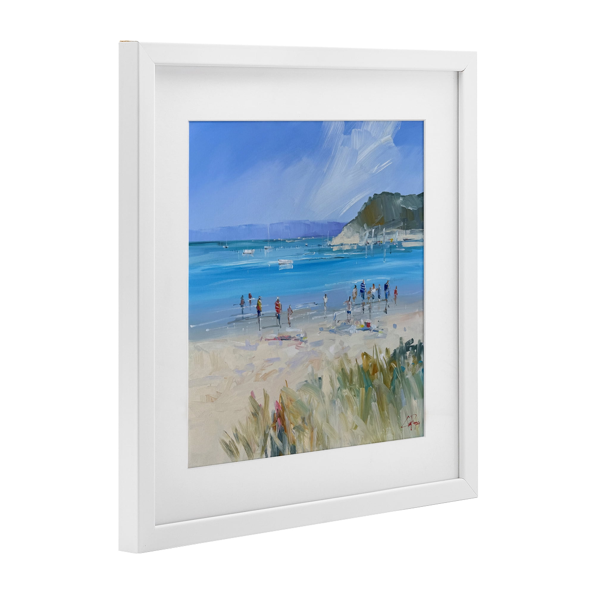 Stupell Industries Summer Sorrento Beachgoers White Framed Print Under Glass, design by Craig Trewin Penny