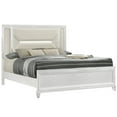 thumbnail image 2 of 3pc White Panel Upholstery LED Light King Bed Dresser Mirror Set Furniture, 2 of 5