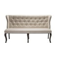 thumbnail image 2 of Cappuccino Wood Dining Bench Upholstered with Beige Linen Fabric, 2 of 5