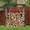 thumbnail image 1 of 3ft x 5ft Outdoor Firewood Rack - Black Metal Shed for Deck & Patio Storage, 1 of 8