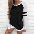 thumbnail image 3 of Mode Femme Couleur Unie Col Rond Manches Longues Blouse Décontractée Sweat-Shirt Hauts, 3 of 4