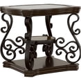 thumbnail image 2 of Bianca Merlot End Table with 2 Glass Shelves for Living Room, Brown Finish, 2 of 10