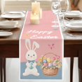 thumbnail image 3 of Happy Easter Table Runner, Cute Bunny Colorful Eggs Spring Flowers Pink Blue Washable Cotton Linen Table Runners 36 Inches Long, Dresser Scarf Runner for Nightstand/End Tables/Round Tables 13''x36'', 3 of 9