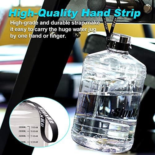 WLIKKS Gallon Big Water Bottle with Handle, 128oz Leakproof BPA Free Fitness Sports Water Bottle with Motivational Time Marker & Wide Mouth Ensure You Drink More Water