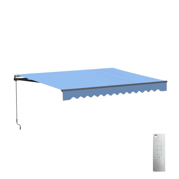 ALEKO Motorized Retractable 12 x 10 ft Home Patio Awning Canopy Sky Blue
