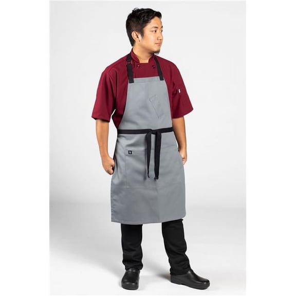 Uncommon Threads 3128-84W1 34 x 23 in. Surge Bib Apron with Black Webbing, Gray