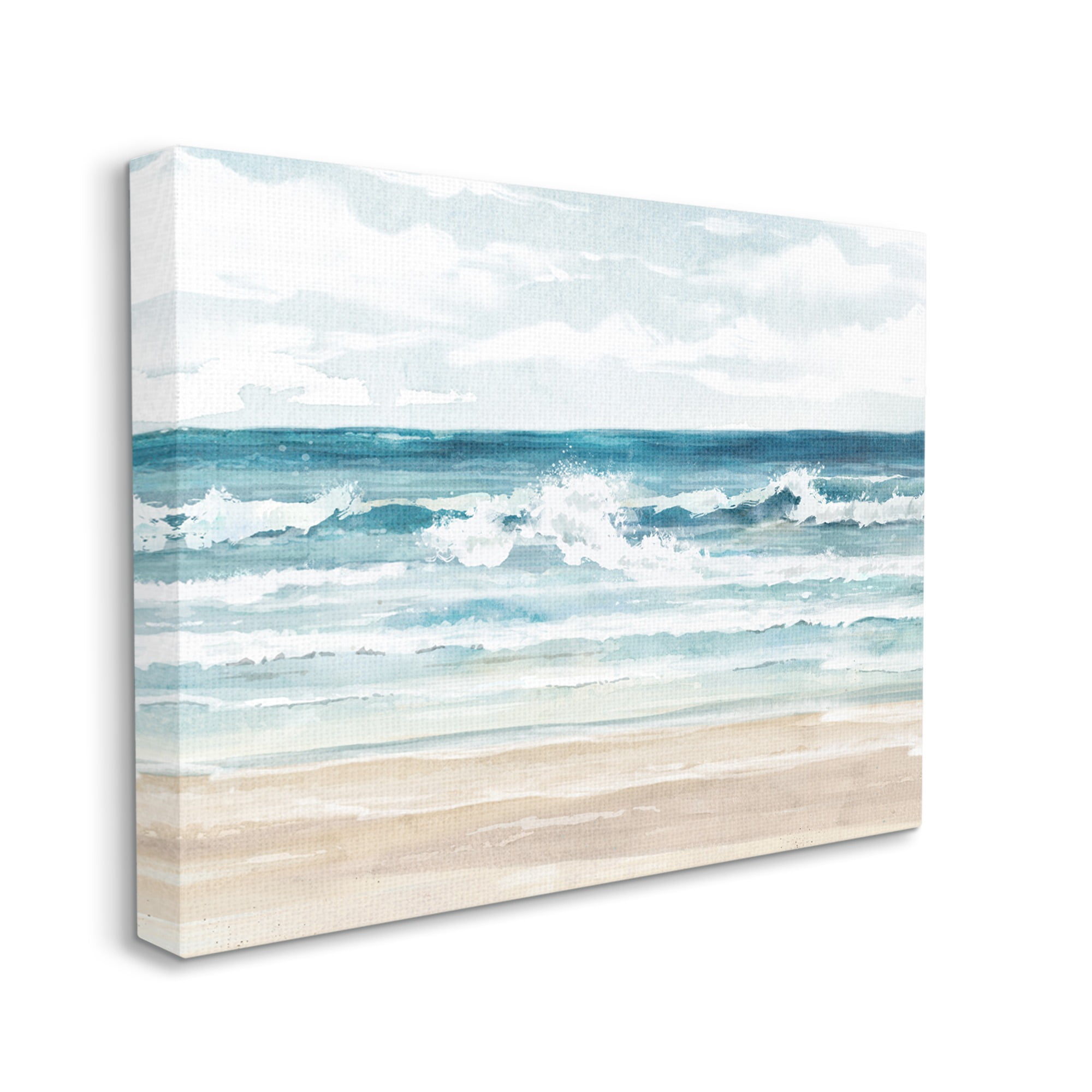 Stupell Industries On The Shore Beach Waves Landscape Painting Gallery Wrapped Canvas Art Print Wall Art, 40 x 30
