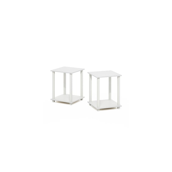 Side Tables Set of 2 White - 16" Square Modern End Tables for Living Room