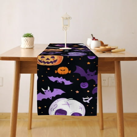 

Halloween Ghost Pumpkins (7) Table Runner Seasonal Fall Winter Kitchen Dining Table Decoration for Home Party Decor 13x90 Inch