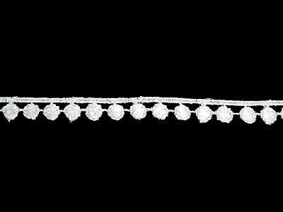 Lily 3/8 inches White and Ivory Circle Dot Classic Fine Venice Lace Trim By yd