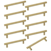 Uxcell 10-Pack Cabinet Pulls Knobs, 5.9" Modern Stainless Steel T Bar Knobs Double Hole Handles [Gold]