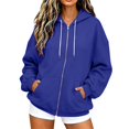 thumbnail image 4 of Zip up Hoodies for Women Fall Winter Long Sleeve Drawstring Hooded Sweatshirts Loose Fit Casual Jackets with Pocket L, 4 of 5