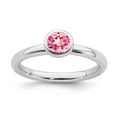 thumbnail image 1 of SS Stackable Expressions Low 5mm Round Pink Tourmaline Ring in Sterling Silver - Size 7, 1 of 3