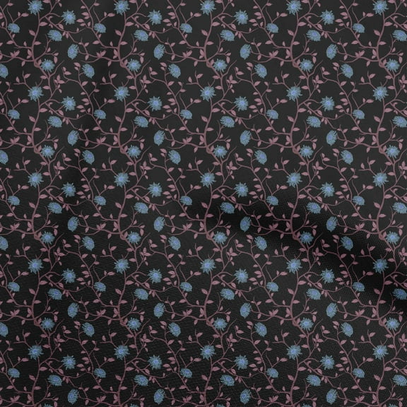 oneOone Polyester Lycra Black Fabric Floral Sewing Material Print Fabric By The Yard 56 Inch Wide