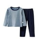 thumbnail image 2 of Conjuntos de blusas y camisas de cuello redondo y manga larga para niños, ropa de dormir de cuello redondo, conjunto de manga larga lisa, pantalones largos, ropa de hogar gruesa, prendas de poliéster, 2 of 5
