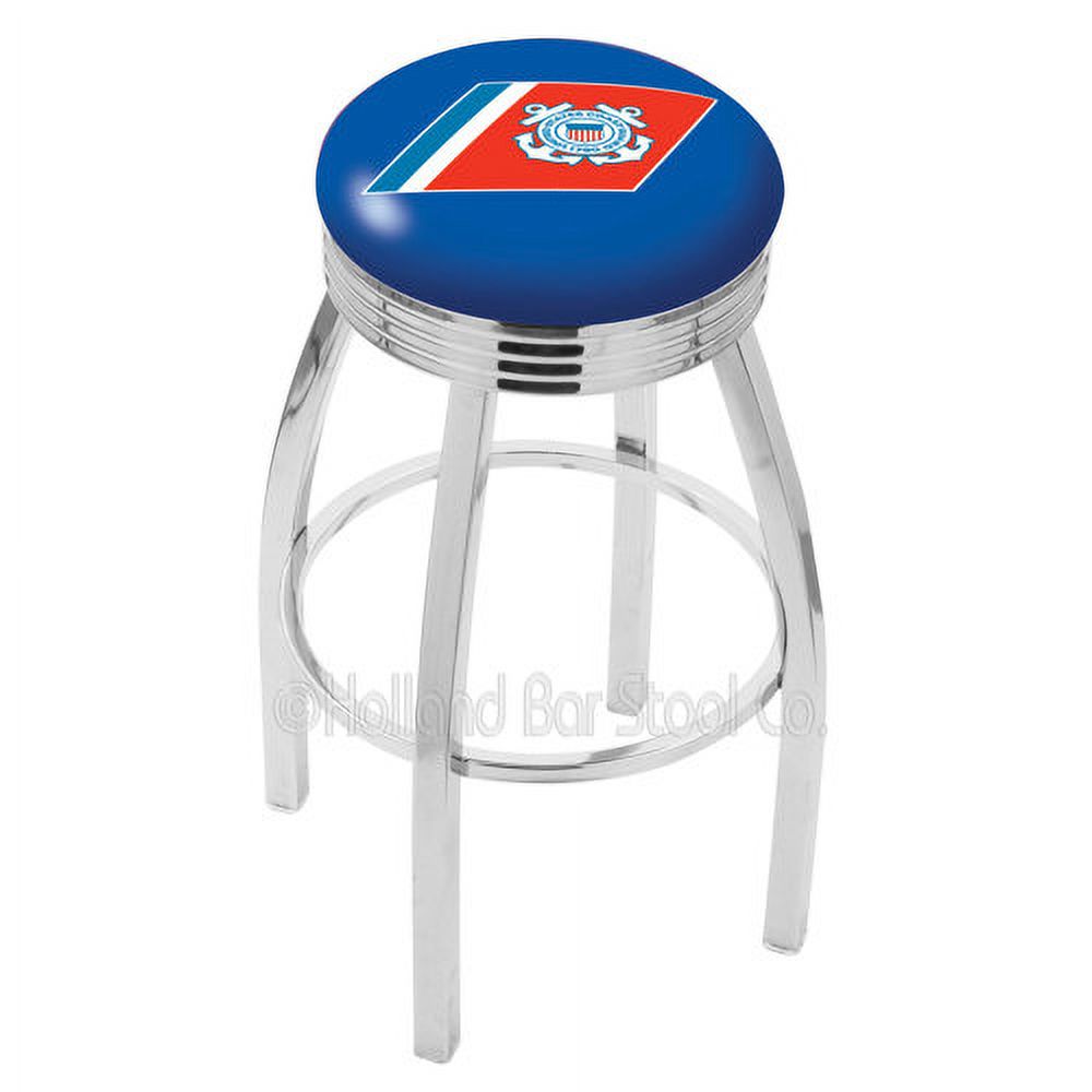 30" L8C3C - Chrome U.S. Air Force Swivel Bar Stool with 2.5" Ribbed Accent Ring by Holland Bar Stool Company - image 2 of 6
