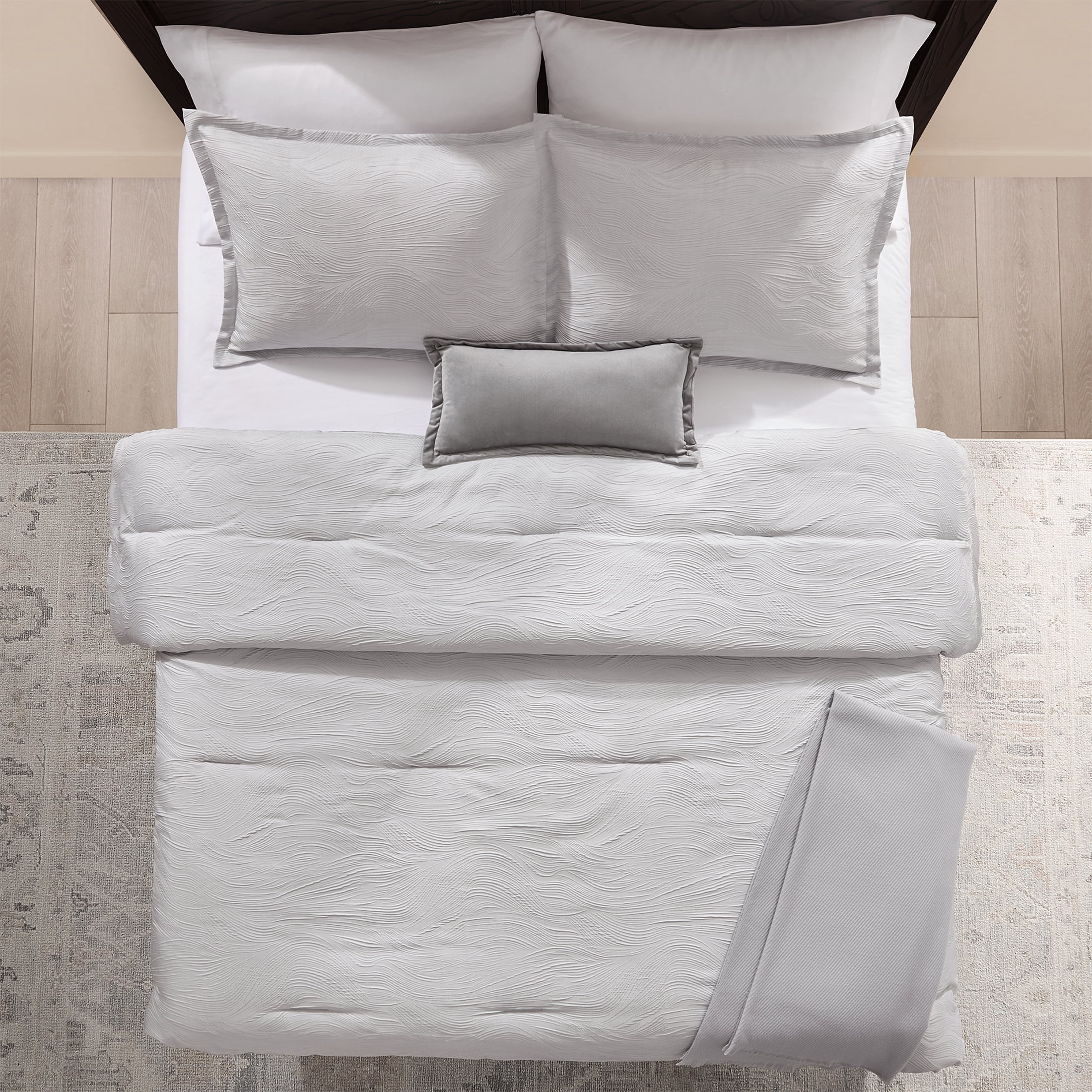 Mainstays Marble 5-Piece Grey Jacquard Comforter Set, King