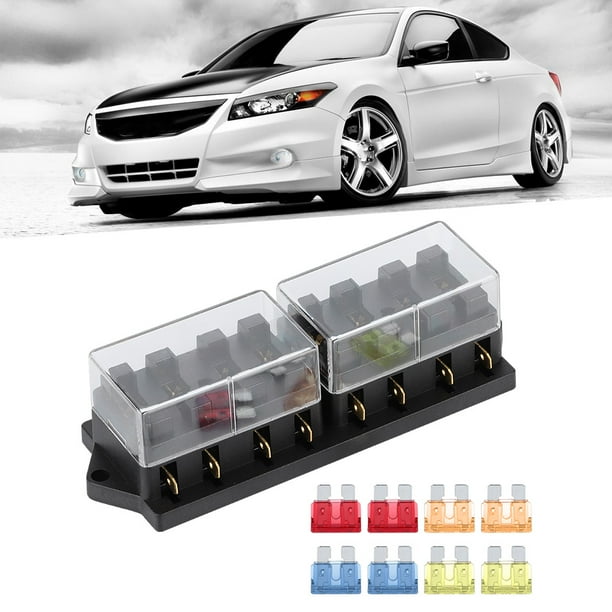 Bloque de fusibles, caja de fusibles de cuchilla larga de 8 vías para automóvil, portafusibles para automóvil, materiales ecológicos