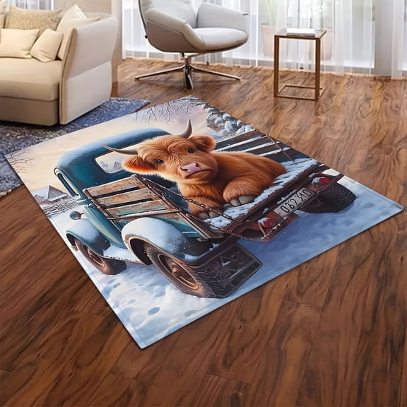 1pc Super Soft Flannel Highland Cow Blanket, Cute Cow Gift Throw Blanket For Boys And Girls, Sofa, Crib, Camping, Camping, Travel