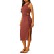 thumbnail image 4 of Vestido de corte para mujer INSPIRE CHIC, vestido maxi sin mangas de punto acanalado con cuello redondo y abertura lateral, talla XL, color rojo ladrillo, 4 of 6