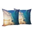 thumbnail image 6 of Ambesonne Ocean Throw Pillow Cover 2 Pack, Tropical Trees Shoreline, 24", Teal Yellow, 6 of 6