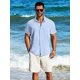 thumbnail image 3 of Camisa MAPICK de lino de manga corta para hombre, casual, azul claro, 3 of 6