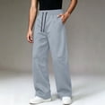 thumbnail image 2 of Mens Casual Sweatpants Solid Color Drawstring Elastic Waist Straight Leg Trousers Relaxed Fit Workout Pants, 2 of 9