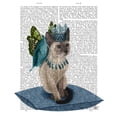 thumbnail image 2 of Fab Funky 15x18 Gold Ornate Wood Framed with Double Matting Museum Art Print Titled - Cat with Blue Butterfly Wings, 2 of 4